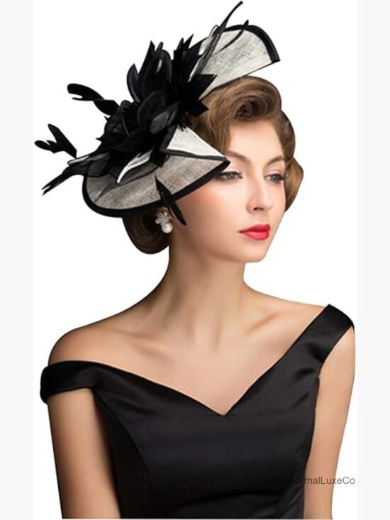 Women Fascinator Derby Church Tea Party Wedding Flower Feather Headpiece with main image 5